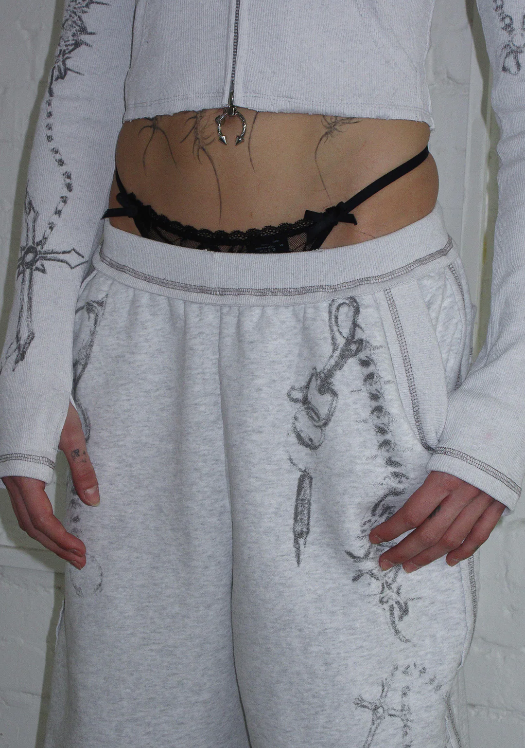 DESTROY OVERSIZED SWEATPANTS GREY MARL - Image 5