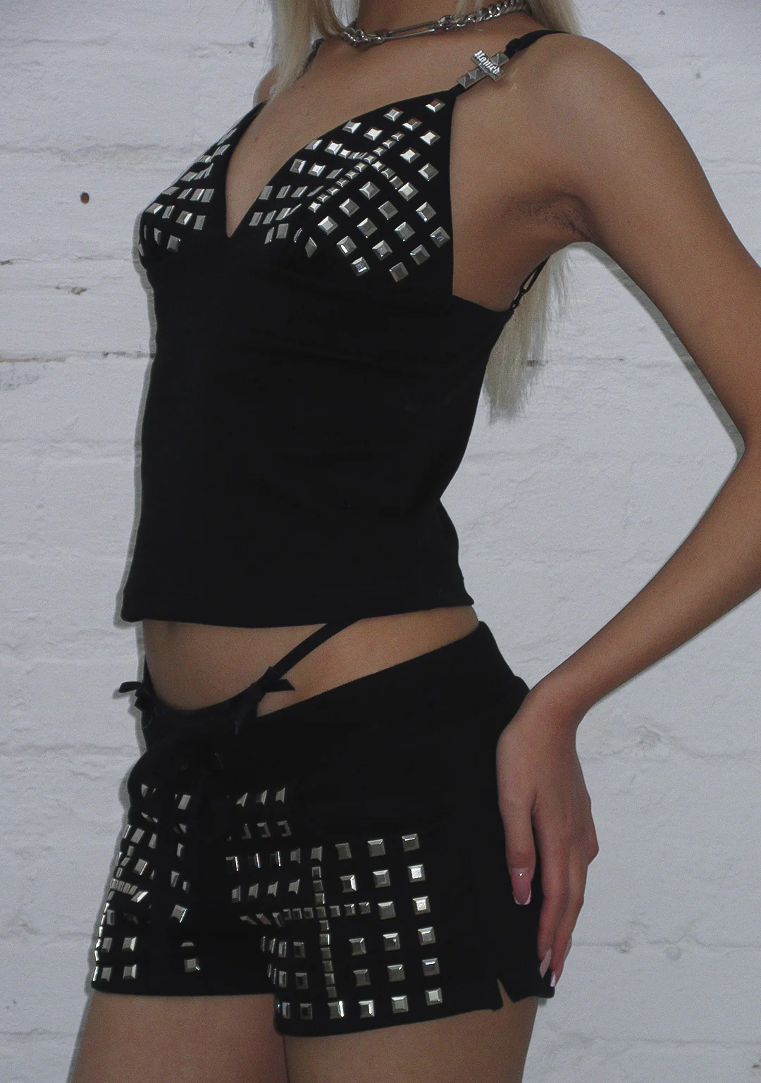 FAITHFUL STUDDED MICRO HOTPANT SHORTS BLACK - Image 4