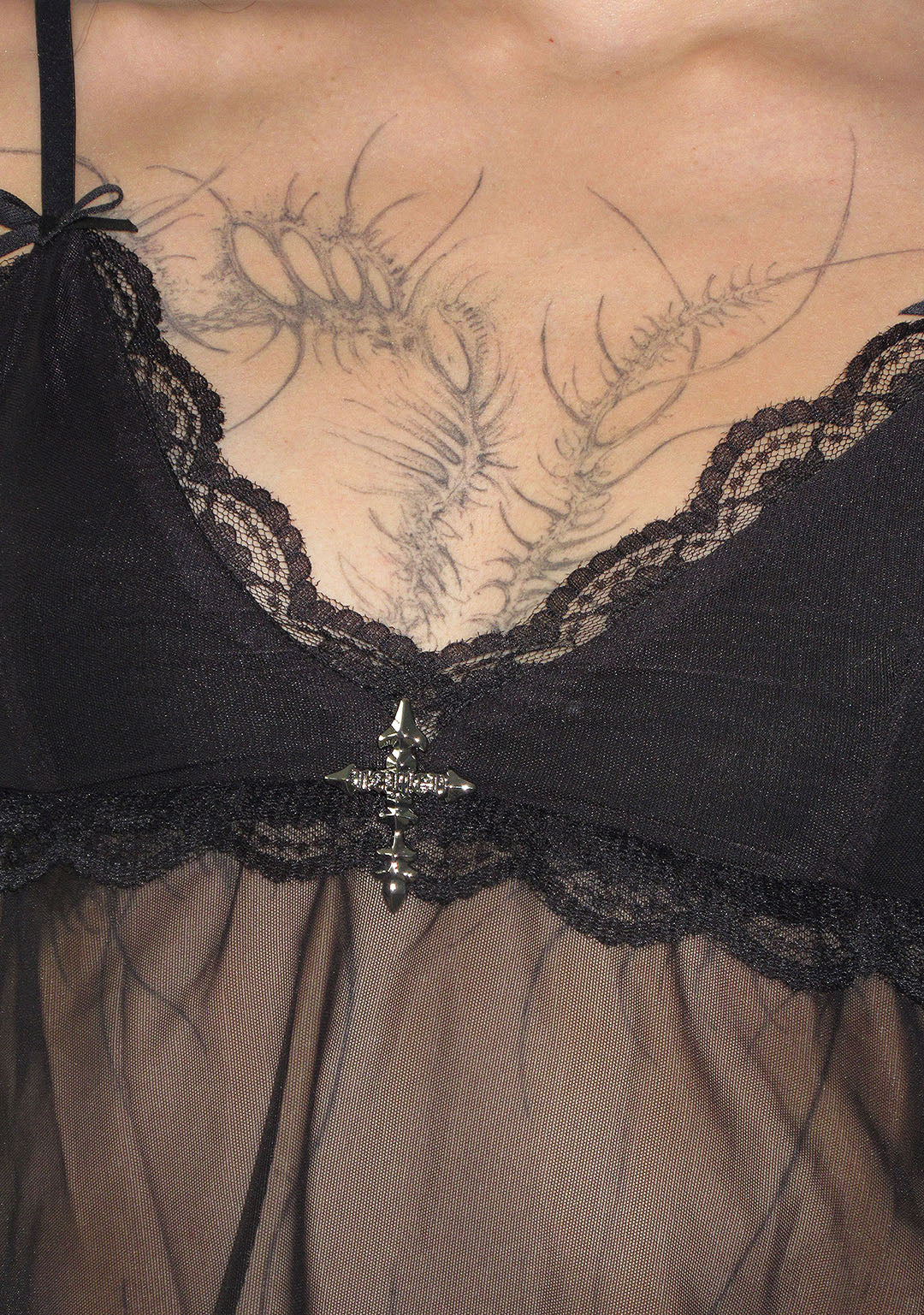 FERAL SHEER MESH CAMI TOP BLACK - Image 5