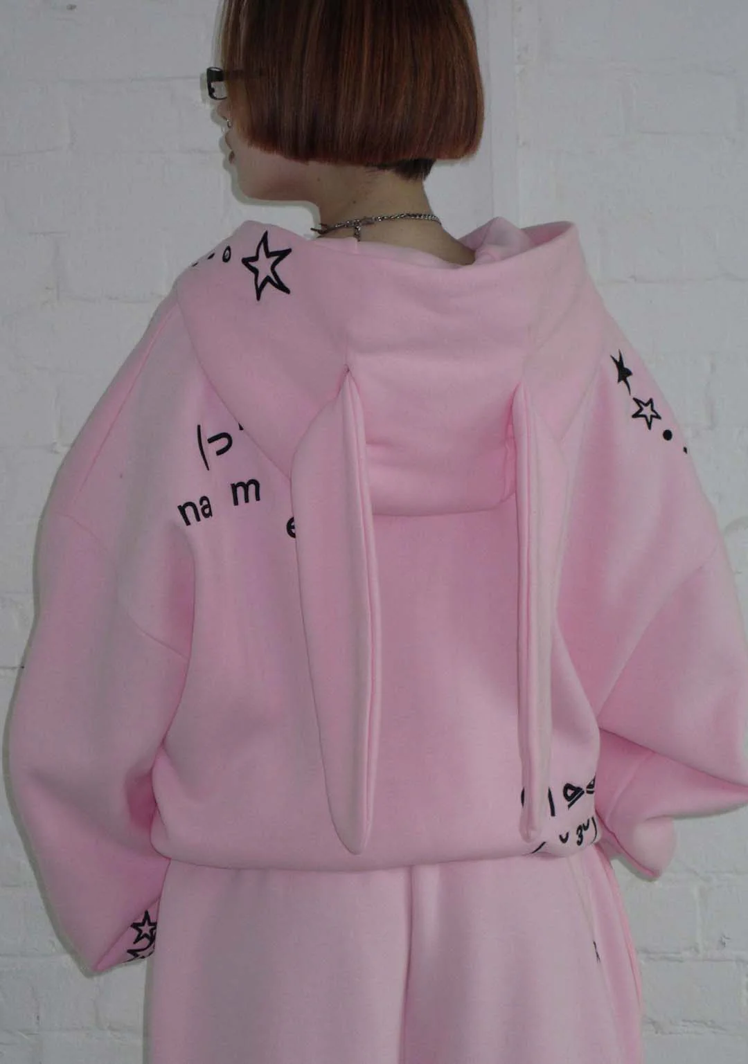 MALFUNCTION BUNNY ZIP HOODIE BABY PINK (DETACHABLE EARS) - Image 3
