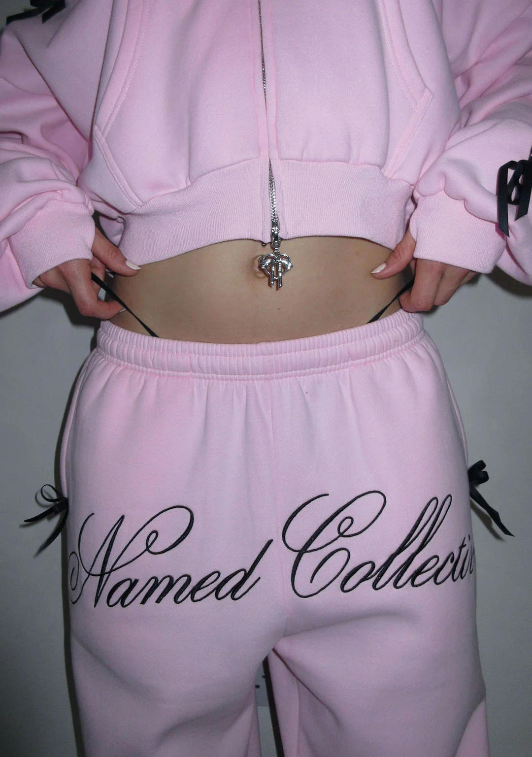 PRINC355 RIBBON SWEATPANTS BABY PINK - Image 4